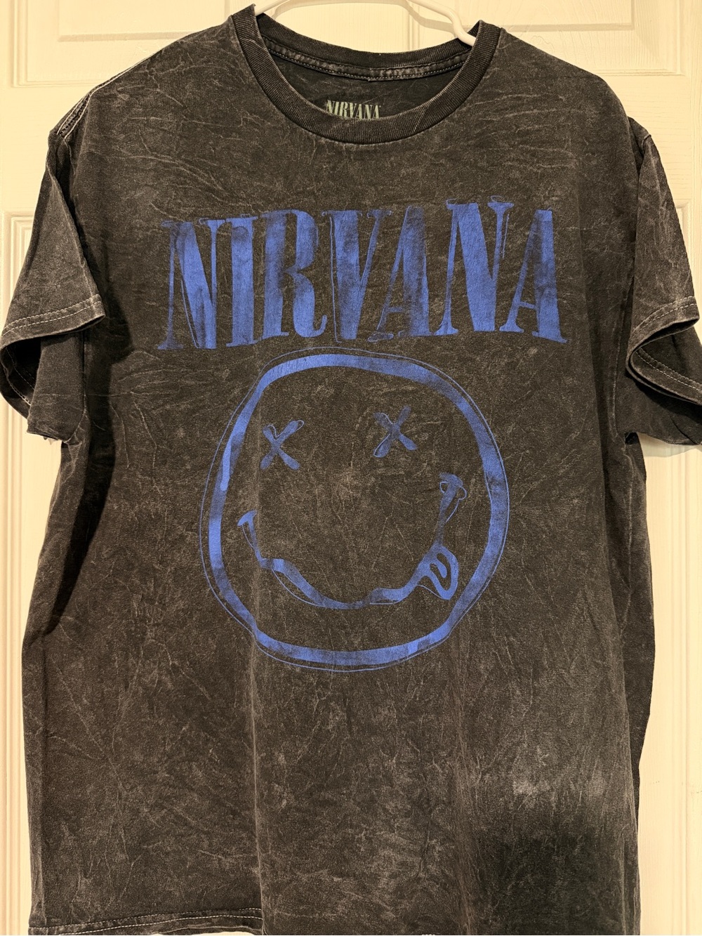 NIRVANA Black Short-Sleeve Band Tee with Blue Logo
